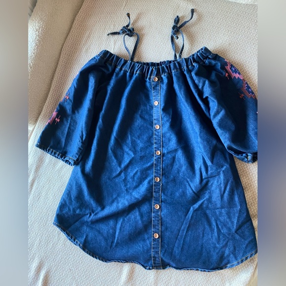 Limited Too Denim Dress with Pink Embroidery size 8 - Picture 3 of 7